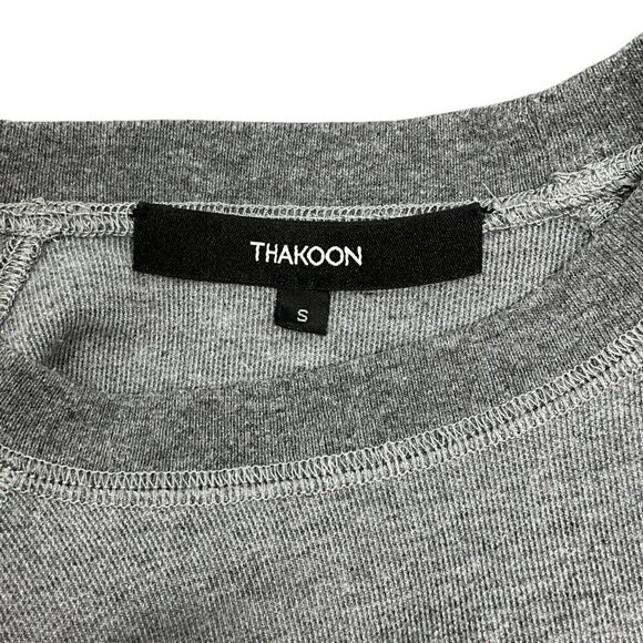 Thakoon Mixed Media Sweater Gray Size S Merino Wool Pullover Crew Neck - Picture 7 of 9